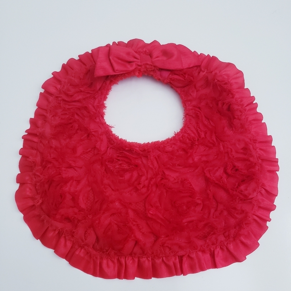 Mud Pie Mesh Rose Cluster Baby Bib